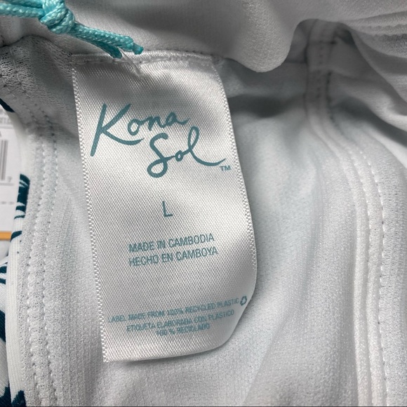 NWT Target Kona Sol One Piece Floral Tropical Swimsuit SZ Large in Teal Blue - Picture 5 of 6